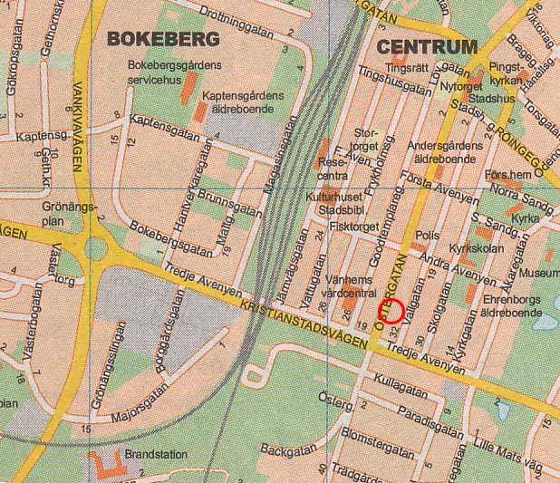 Karta över centrala Hässleholm